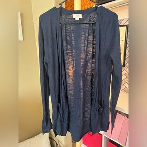 Loft Navy Blue Duster Cardigan Sweater with pockets Size medium